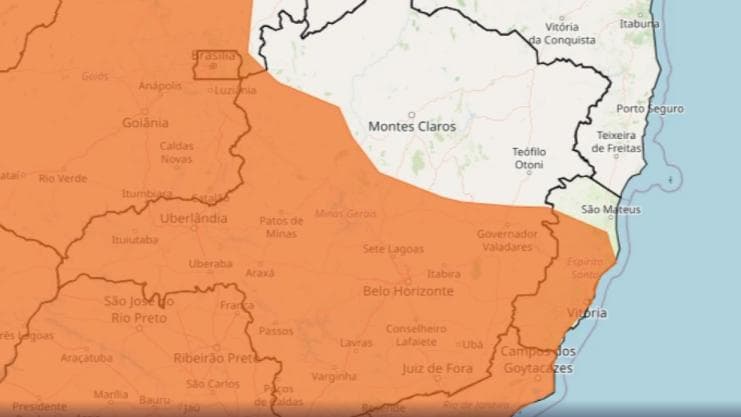 Mais de 80% de MG estão sob alerta para temporais