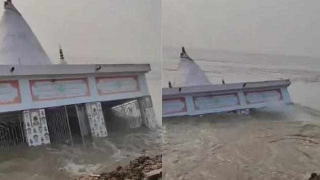 Templo de quase 150 anos é arrastado pelo Rio Ganges após erosão na Índia